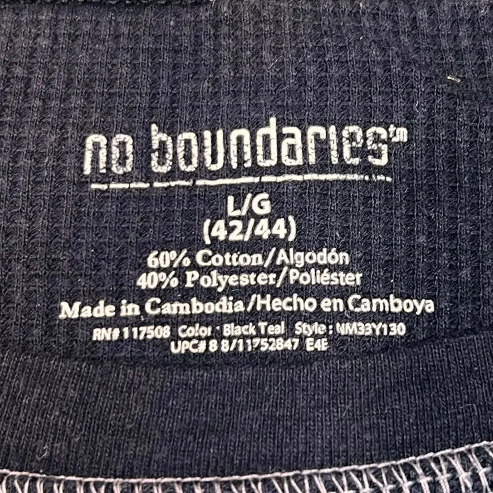 Y2K Vintage Long Sleeve Waffle Knit Henley T-shirt | No Boundaries‎ Size Large